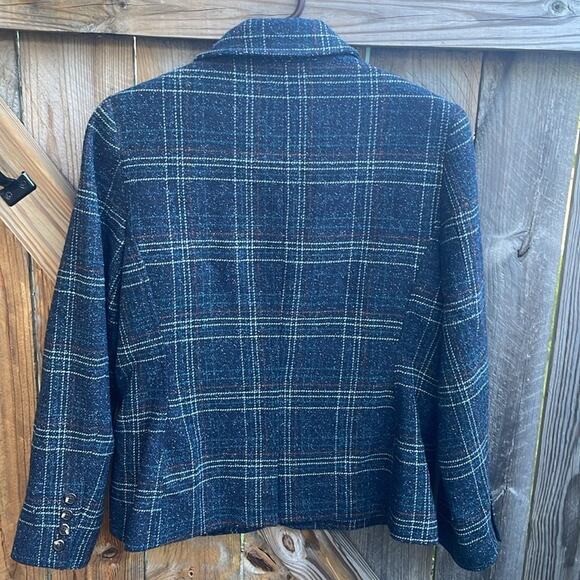 LL Bean Plaid Boxy Jacket Wool Blend Petite Medium - Picture 5 of 7